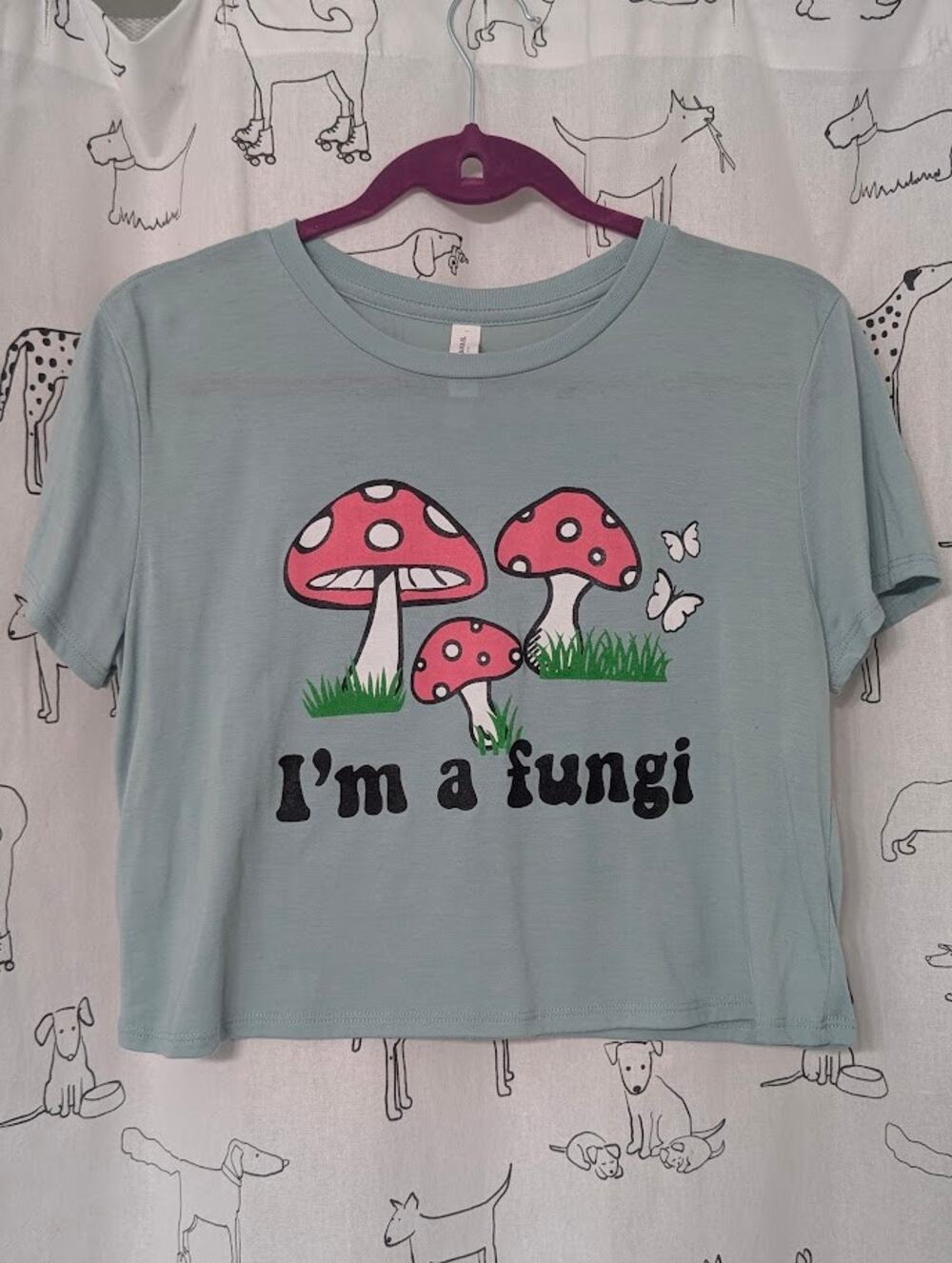 Da Da Apparel Mushroom Crop Tee Mint “I’m a Fungi” Hippie Boho Festival Med